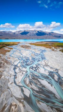 Tekapo Gölü 'nün hava manzarası