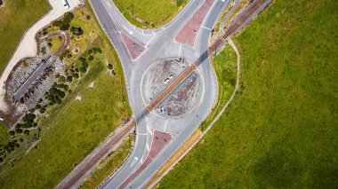 Yeni Zelanda 'daki döner kavşağın havadan görünüşü