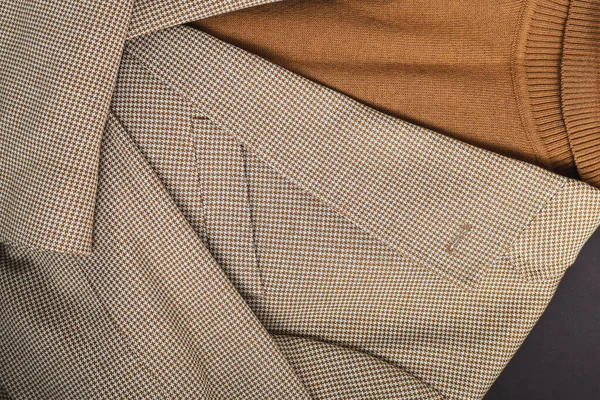 Detail Van Mannen Outwear Licht Beige Blazer Met Een Zak — Stockfoto