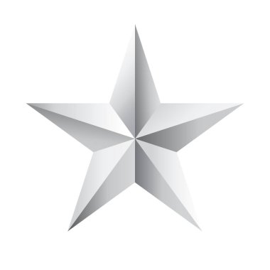 Şeffaf arkaplanda izole edilmiş klasik bir gümüş yıldız vektör ögesi