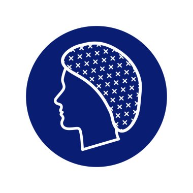 Saydam arkaplanda izole edilmiş mavi daire sembol vektöründe klasik saç ağı uyarı uyarısı uyarısı tehlike işareti gerektirir