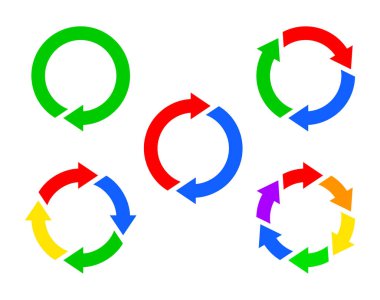 çeşitli yuvarlak gökkuşağı geri dönüşüm ok simgesi logosu şeffaf arkaplan üzerinde vektör belirle