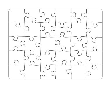 Basit çocuklar için yapboz benim için şablon 30 düzensiz parça çizgi çalışması vektörünü şeffaf arkaplanda izole etti