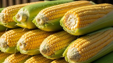 Koçanda taze toplanmış mısır.