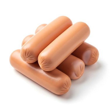 Beyaz Arkaplanda İzole Edilmiş Taze Çiğ Sosisler Yığını