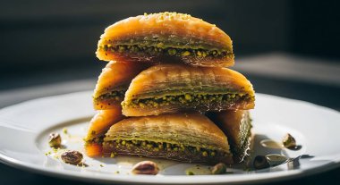 Ballı, fındıklı ve naneli tatlı baklava.
