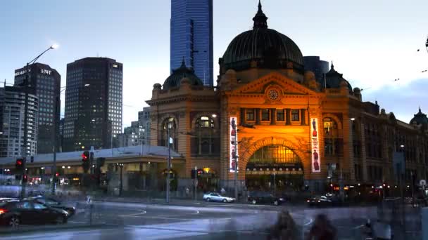 Melbourne Austrália Setembro 2013 Lapso Tempo Estação Rua Melbourne Flinders — Vídeo de Stock