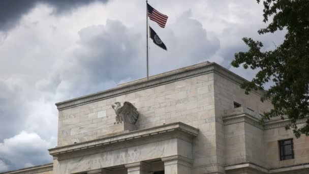 Washington Eua Setembro 2015 Close Exterior Prédio Reserva Federal Washington — Vídeo de Stock