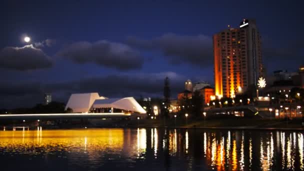 Adelaide Ausztrália Április 2014 Egy Panorámafelvétel Szemcsésedik Ból River Torrens — Stock videók