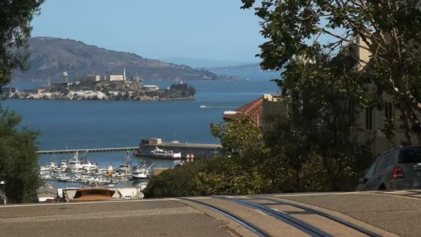 Сан Франциско Калифорния Сша Августа 2015 Панорамный Снимок Фуникулера Сан — стоковое видео