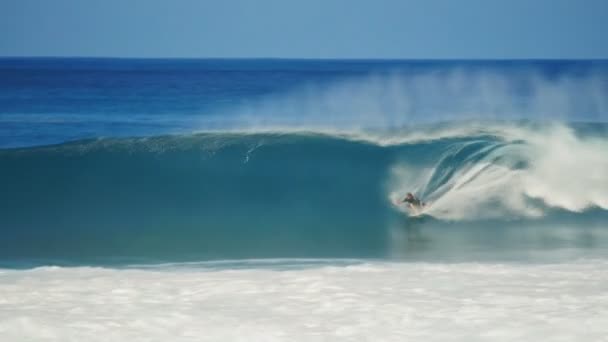 Haleiwa Estados Unidos América Janeiro 2015 Surfista Recebe Passeio Metrô — Vídeo de Stock