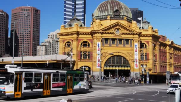 Melbourne Austrália Setembro 2013 Uma Foto Matinal Trânsito Estação Rua — Vídeo de Stock