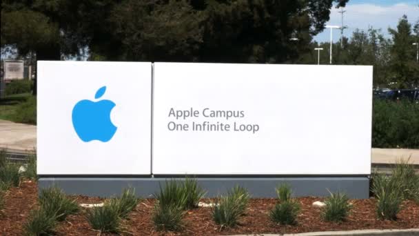 Cupertino Eua Agosto 2015 Assinatura Sede Corporativa Apple Cupertino Califórnia — Vídeo de Stock