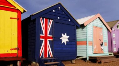 Melbourne, Avustralya - 27 Eylül 2013: atış renkli banyo kulübelerin brighton Plajı, melbourne, yakınlaştırma