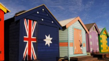 Melbourne, Avustralya - 27 Eylül 2013: dolly atış plaj kulübe brighton Beach, melbourne