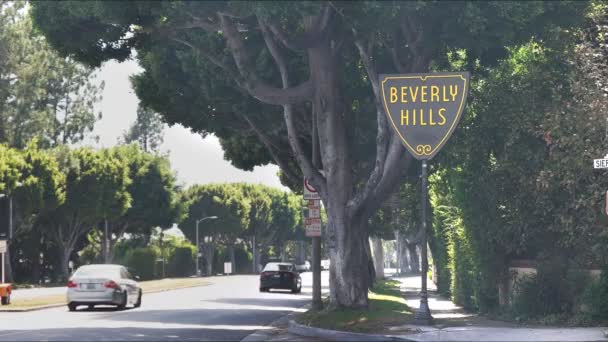 Beverly Hills Verenigde Staten Augustus 2015 Teken Van Beverly Hills — Stockvideo