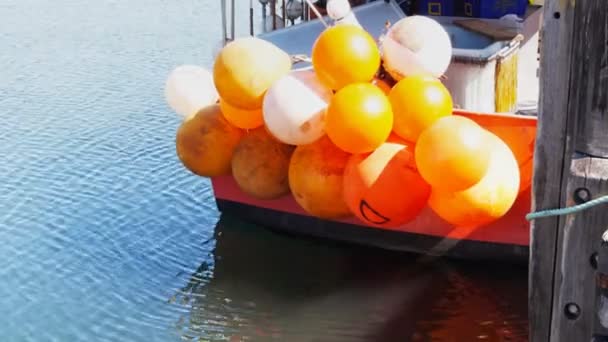 Fishing boats buoys — Stock Video