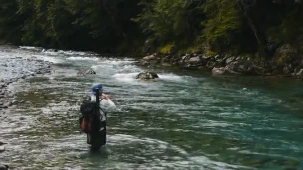 Pesca con mosca caples río Nueva Zelanda — Vídeo de stock