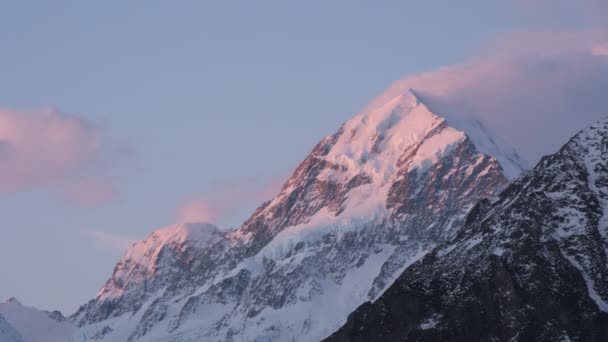 Sommet mt cuisinier au coucher du soleil — Video