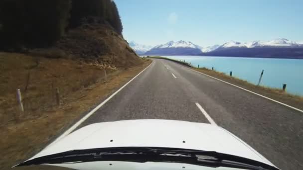 Pukaki lago con mt cocinero — Vídeo de stock