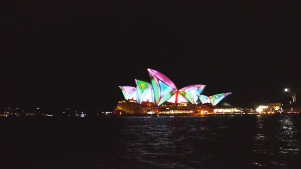 Illuminated sydney opera house — Stock Video