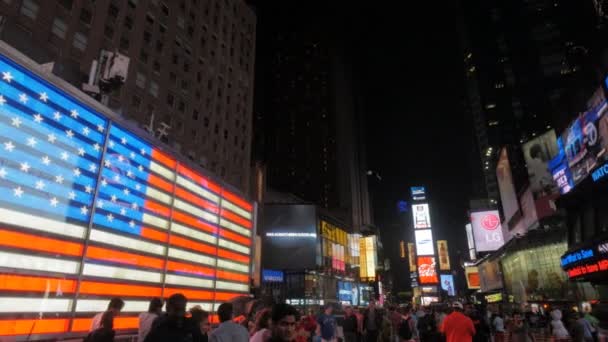 Neon oss flagga ibland square — Stockvideo