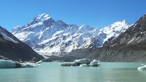 Lago terminal y monte cocinero — Vídeos de Stock