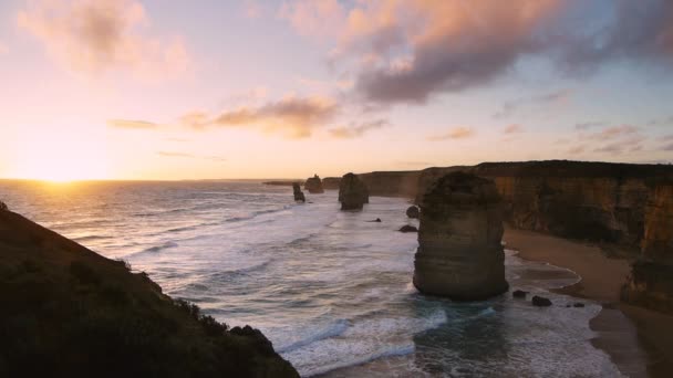 Pôr do sol sobre os doze apóstolos — Vídeo de Stock