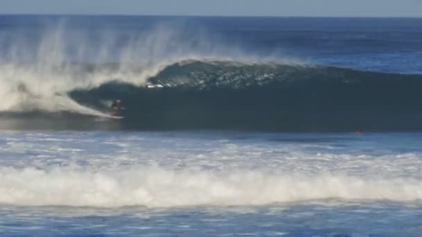 Haleiwa Ηνωμένες Πολιτείες Της Αμερικής Ιανουάριος 2015 Ένα Surfer Παίρνει — Αρχείο Βίντεο