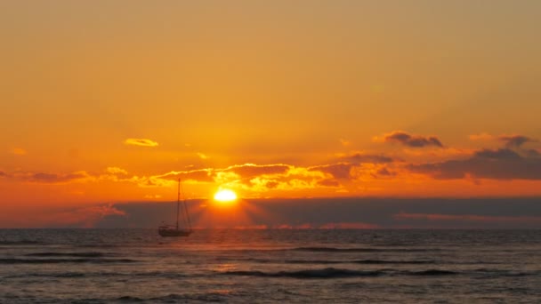Voiles de yacht au-delà du soleil couchant — Video