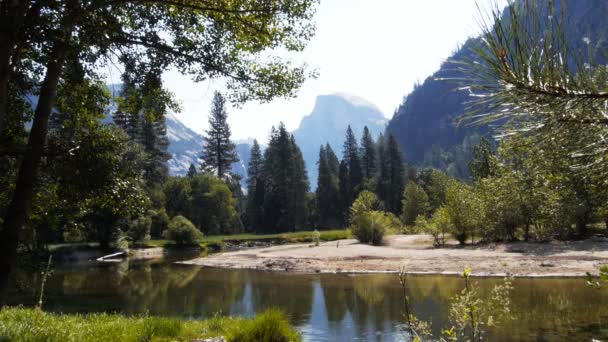 Merced river and half dome — Stock Video