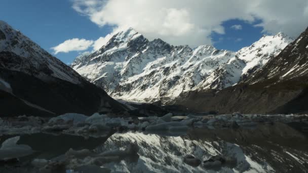 MT cook en de glaciale hooker lake — Stockvideo