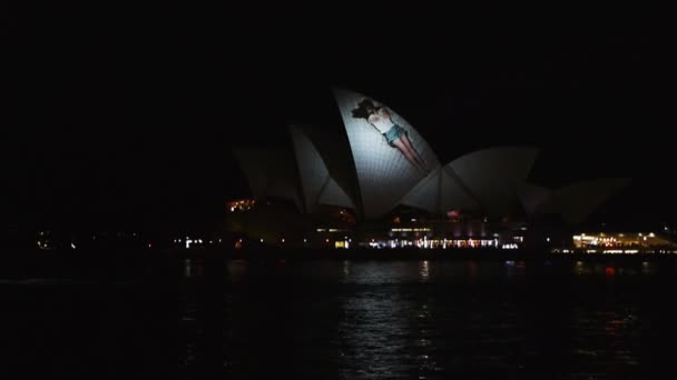 Hij Sydney Opera House met illustratie — Stockvideo