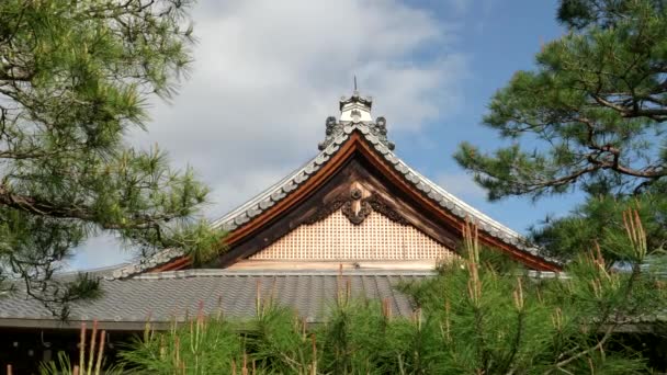 Крупным планом крыши здания храма кинкакудзи в городе Киото — стоковое видео