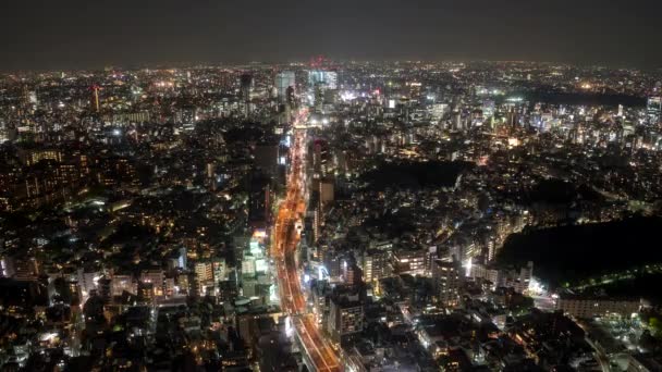 Noc upływ czasu widok z drogi ekspresowej 3 w Tokio — Wideo stockowe