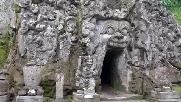 Fechar a panela de caverna de elefante perto de ubud em bali — Vídeo de Stock