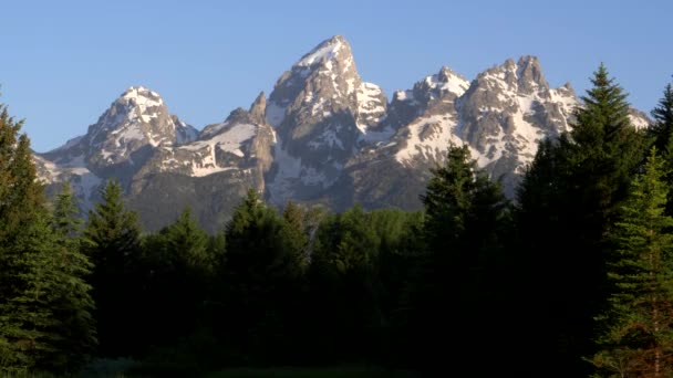 Közel a nagy teton egy tó Schwabacher leszállás — Stock videók