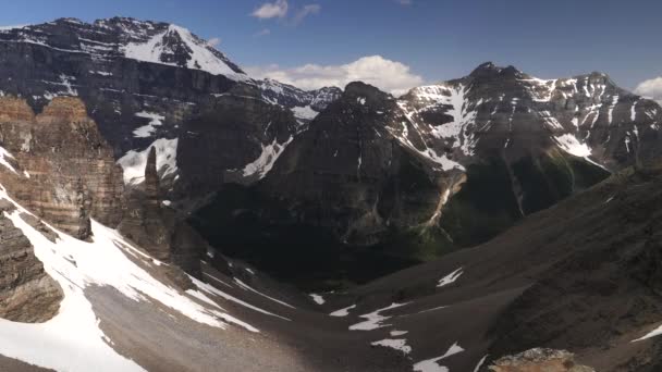 Pohled na údolí ráje ze strážního průsmyku v národním parku Banff — Stock video