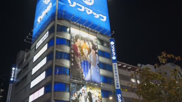 TOKYO, JAPONYA - 20, 2018: Akihabara, Tokyo 'da anime tarzı sanatı olan bir bina — Stok video