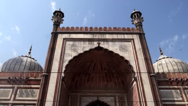 Close up de jama masjid mesquita no velho delhi — Vídeo de Stock