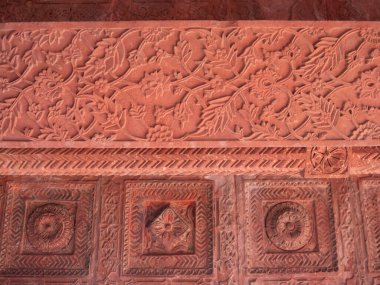 FATEPHUR SIKRI, Hindistan - Mart 27, 2019: bir saray duvarında dekoratif bir tasarım