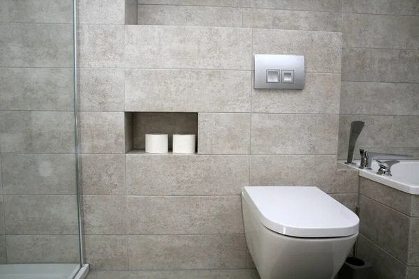 Endroit Intelligent Pour Papier Toilette Dans Une Nouvelle Salle Bain — Photo