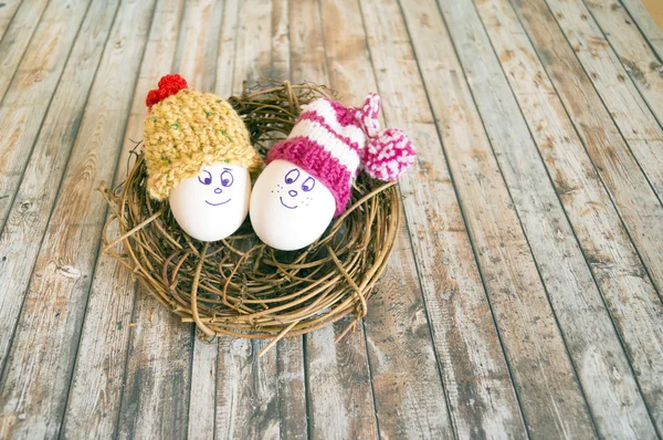 Komik yumurta yuvada şapkalı