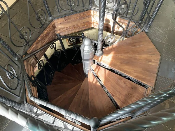 Wooden Spiral Staircase Building — Stock Photo, Image