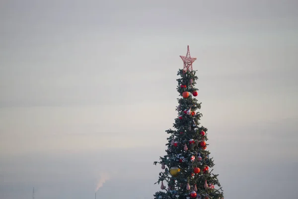 Árvore Natal Com Decoração Natal Celebração Ano Novo — Fotografia de Stock