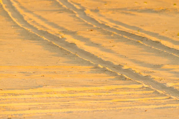 Tracce Auto Sulla Sabbia Deserto Spiaggia — Foto Stock