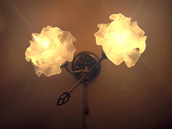 Blomsterformad Lampa Väggen — Stockfoto