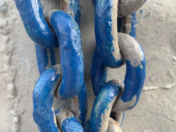 Old Rusty Blue Anchor Chain — Stock Photo, Image