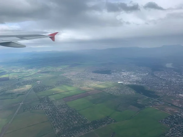 Foto Aérea Farmland Vista Desde Avión — Foto de Stock