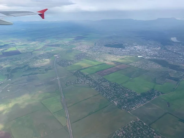 Foto Aérea Farmland Vista Desde Avión — Foto de Stock